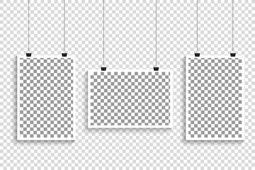 Wall Mural - set of retro photo frames with pin and shadows. vector illustration