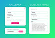 UI elements web subscribe form, contact form, callback form flat design.