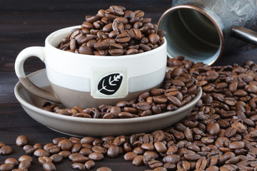 Coffee cup and Coffee beans