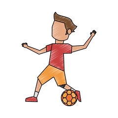 Sticker - Colorful doodle soccer player over white background vector illustration