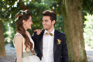 Wall Mural - Portrait Of Happy Beautiful Young Married Couple