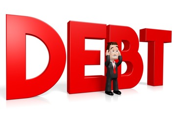 Wall Mural - 3D businessman - debt concept