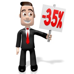 Sticker - 3D businessman with transparent -35% off.