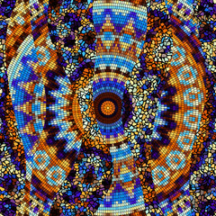 Fototapete - Seamless background pattern. Decorative geometric mosaic art pattern with a wavy pattern.