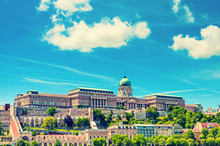 View On Buda Castle Royal Palace In Budapest, Hungary. Toned Image