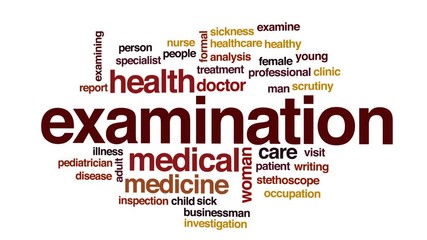 Sticker - Examination animated word cloud, text design animation.