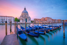Grand Canal In Venice, Italy With Santa Maria Della Salute Basilica