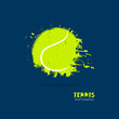 Vector illustration tennis ball (retro, grunge, spray). Design print for T-shirts. Element sports for the poster, banner, flyer.