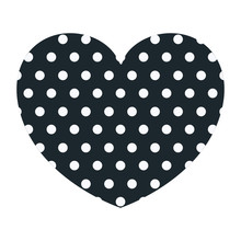 Hand Drawing Dark Blue Heart Shape Decorative With Dots Vector Illustration
