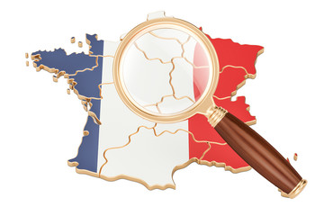 Poster - France under magnifying glass, analysis concept, 3D rendering