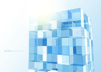 Poster - Modern blue glass wall of office building