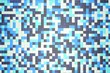 © massimo vernicesole - 3d illustration: mosaic abstract background, colored blocks white, light and dark blue, turquoise, azure color. Ice winter. Range of shades. small squares, cell. Wall of cubes. Pixels art.