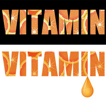 VITAMIN　ビタミン豊富なイメージ｜文字の中にオレンジ