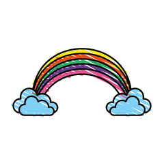 Sticker - color rainbow with clouds cartoon