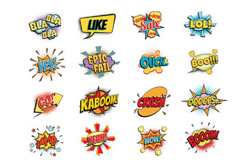 Wall Mural - set of colorful comic speech bubbles shape