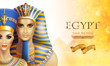 Background with queen Nefertiti and pharaoh Tutankhamen.