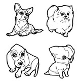 Fototapeta Pokój dzieciecy - set of cartoon cute dog coloring page vector illustration
