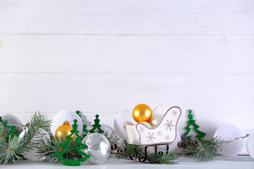 Poster - Trendy Christmas decorations on light background