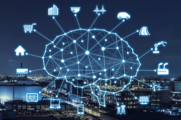 Aufkleber - AI concept. Artificial Intelligence and various industries.