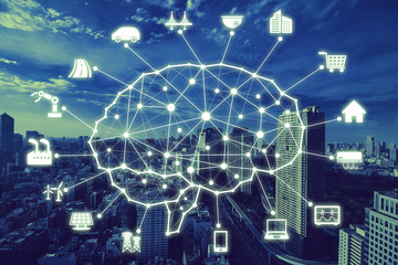 Aufkleber - AI concept. Artificial Intelligence and various industries.