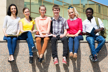 Wall Mural - Group of university students studying