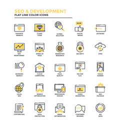 Wall Mural - flat line icons one color - seo