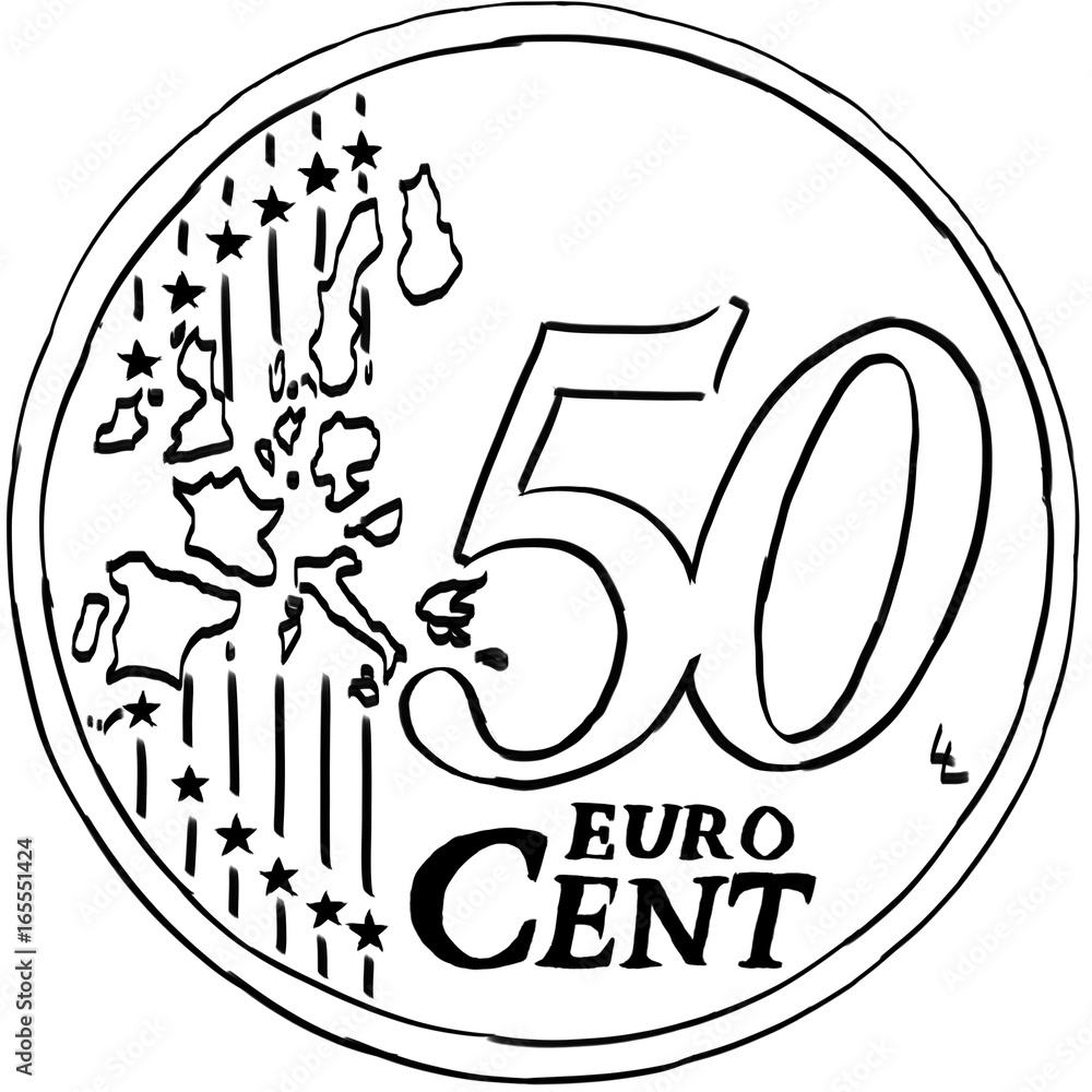 50 euro cent hand drawn Stock Illustration | Adobe Stock, image size:1000x1000