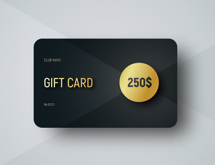 Wall Mural - gift card template with a gold circle for face value