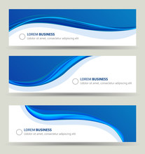 Business Banner Wave Set, Card Brochure Cover Template