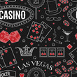 Casino theme. Seamless pattern with decorative elements on chalkboard. Gambling symbols. Vintage vector illustration