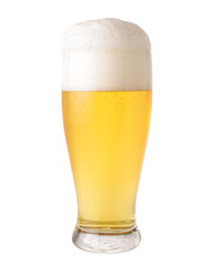 Wall Mural - Cold beer in glass isolated on white background.