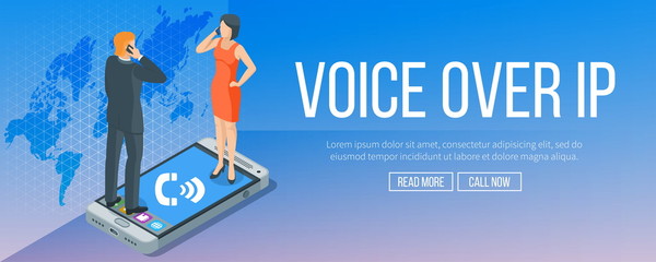 Wall Mural - Voice over internet protocol banner