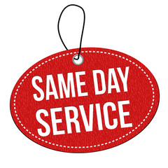 Same day service label or price tag