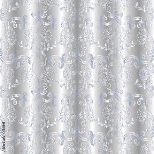 Silver Floral Seamless Pattern Background 3d Wallpaper