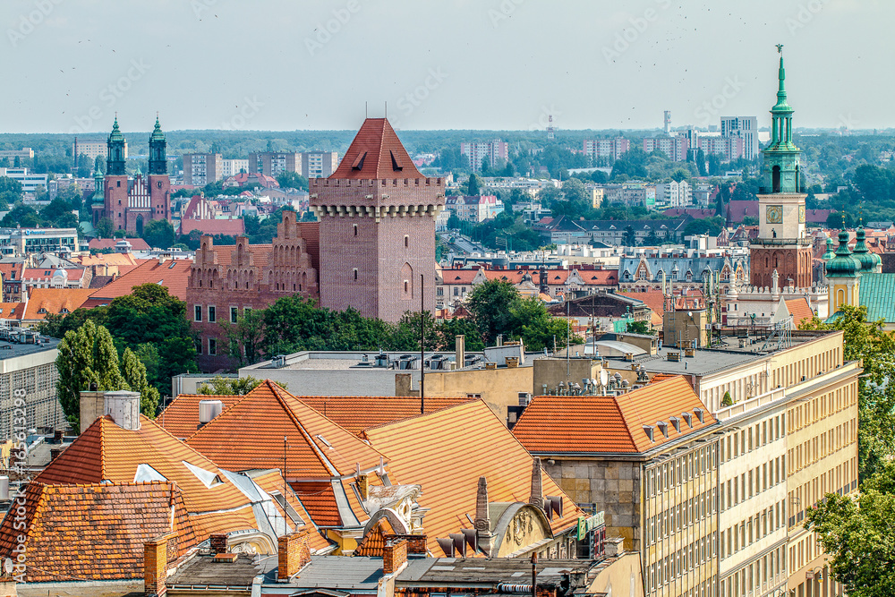 Obraz na płótnie Poznań z dachu okrąglaka w salonie