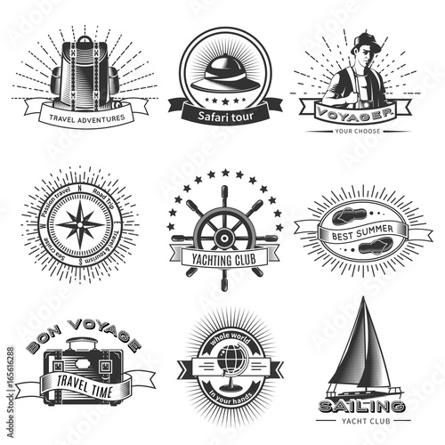 Vintage Monochrome Traveling Labels Set
