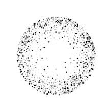 Dense Black Dots. Round Frame With Dense Black Dots On White Background. Vector Illustration.