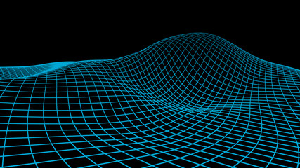 Abstract vector cyberspace background. Landscape grid illustration. 3d technology wireframe vector. Digital mesh for banners.