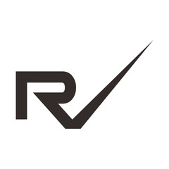 Wall Mural - letter r and check mark logo vector.