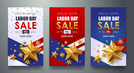 Wall Mural - Labor day sale promotion advertising banner template.American labor day wallpaper.voucher discount.Vector illustration .