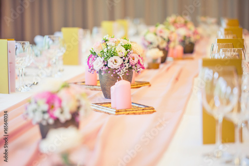 Wedding Table Setting Beautiful Table Set With Flowers And Glass