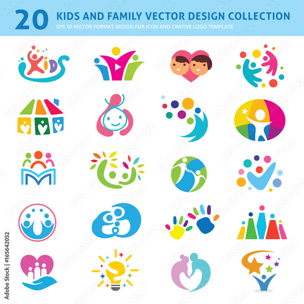 Kids and Family vector collection. Design for kids and people icon ...