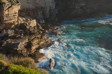 Canvas Print - rock and water view from diamond bay, sydney