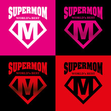 Super Mom Hero Logo Supehero Letters