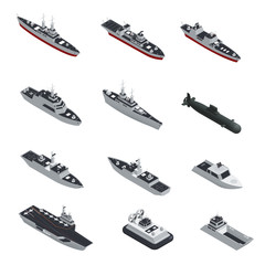 Poster - Military Boats Isometric Icon Set