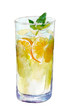 Watercolor glass of lemonade isolated on white background, hand drawn illustration.