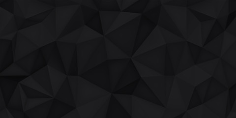Low polygon shapes, black background, dark crystals, triangles mosaic, creative origami wallpaper, templates vector design