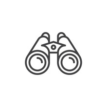 Binoculars Line Icon, Outline Vector Sign, Linear Style Pictogram Isolated On White. Spy Symbol, Logo Illustration. Editable Stroke. Pixel Perfect Vector Graphics