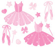 Vector Set with Ballet Shoes and Tutu Dresses