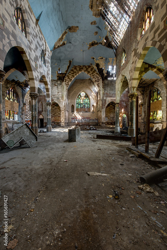 Broken Stained Glass Windows Collapsing Floor Abandoned Church